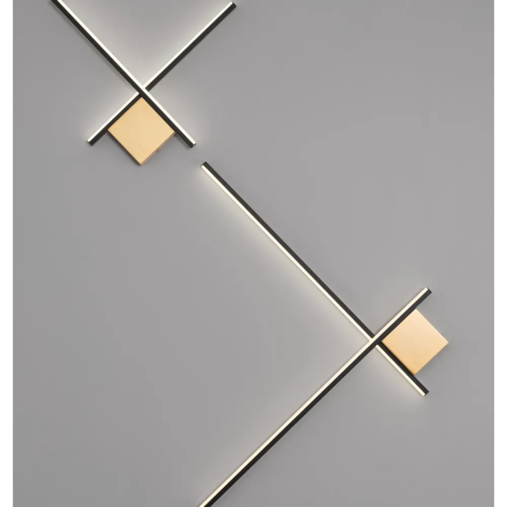 Applique Da Parete-Selezionato da Mazzolaluce Applique oro nero design moderna bacchette 50cm led 15w 3000k