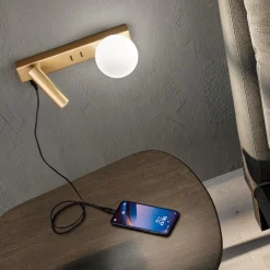Applique Camera Da Letto-Perenz Illuminazione Applique oro per comodini con presa usb frog