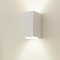 Applique Da Parete-Selezionato da Mazzolaluce Applique parallelepipedo 2 luci di gesso ceramica bianco verniciabile