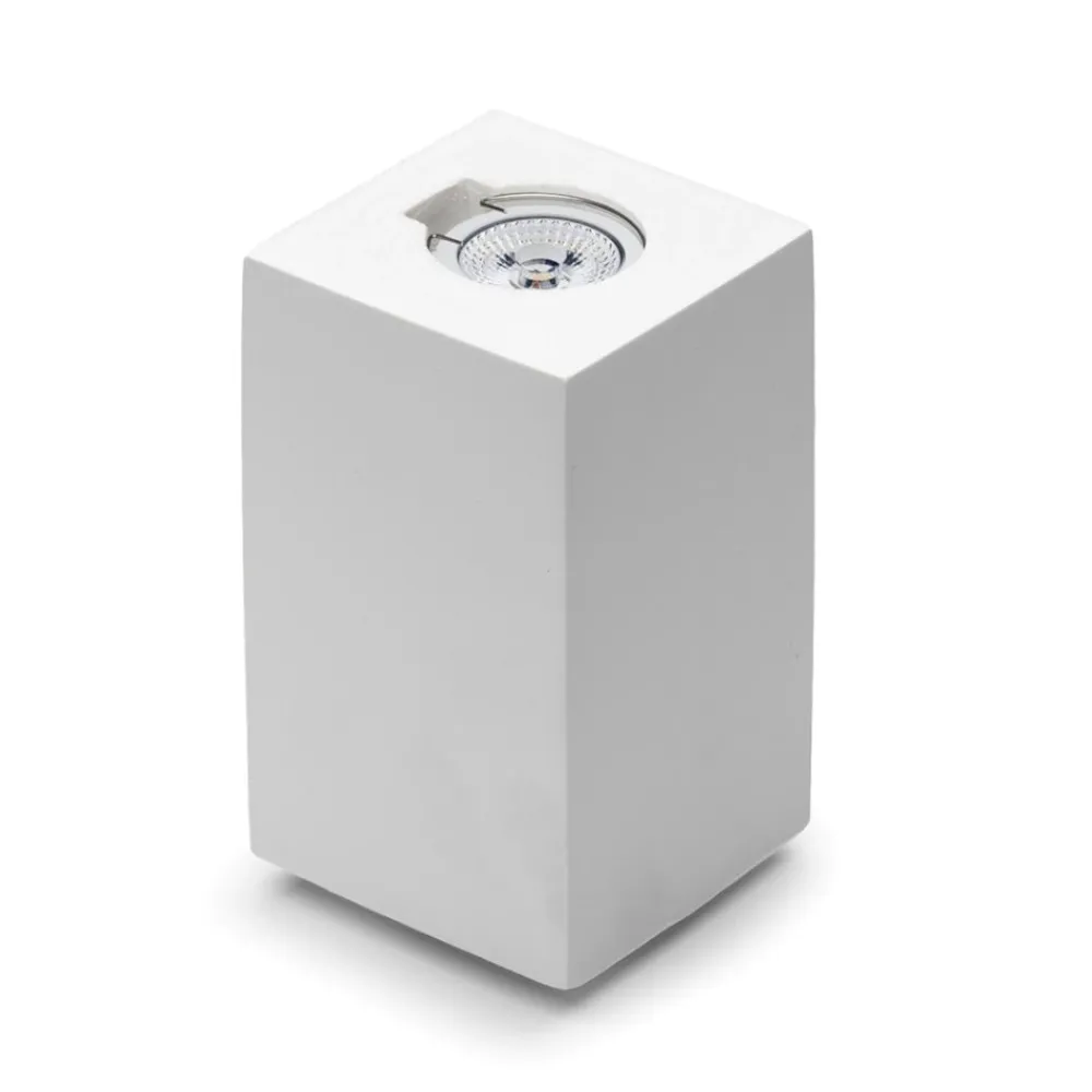 Applique Da Parete-Selezionato da Mazzolaluce Applique parallelepipedo 2 luci di gesso ceramica bianco verniciabile