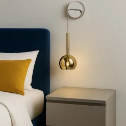Applique Camera Da Letto-Top Light Applique pendente per camera da letto sfera vetro oro toplight