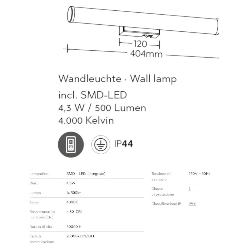 Applique Da Bagno-Selezionato da Mazzolaluce Applique per bagno led 4w 4000k moderna ip44