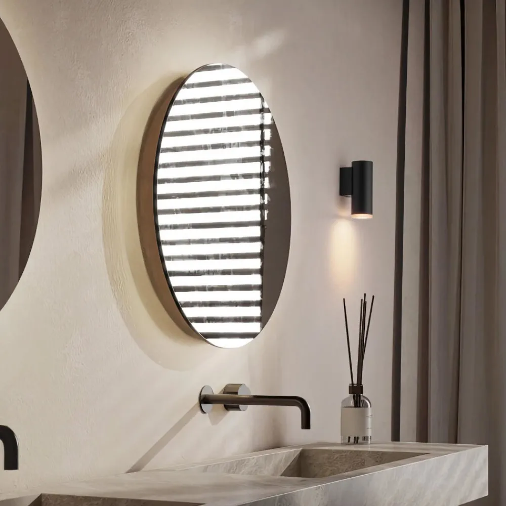 Applique Da Bagno-Selezionato da Mazzolaluce Applique per bagno moderna cilindro nero ip44