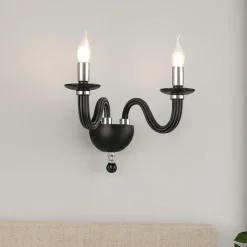 Applique Camera Da Letto-Ondaluce Applique per camera da letto ravel 2 luci vetro nero