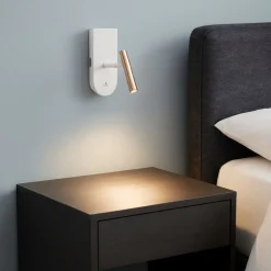 Applique Camera Da Letto-Stilnovo Applique per comodini camera da letto albergo rame e bianco 1night
