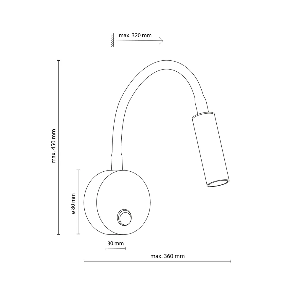 Applique Camera Da Letto-Selezionato da Mazzolaluce Applique per comodino camera da letto colore mattone nero orientabile con interruttore
