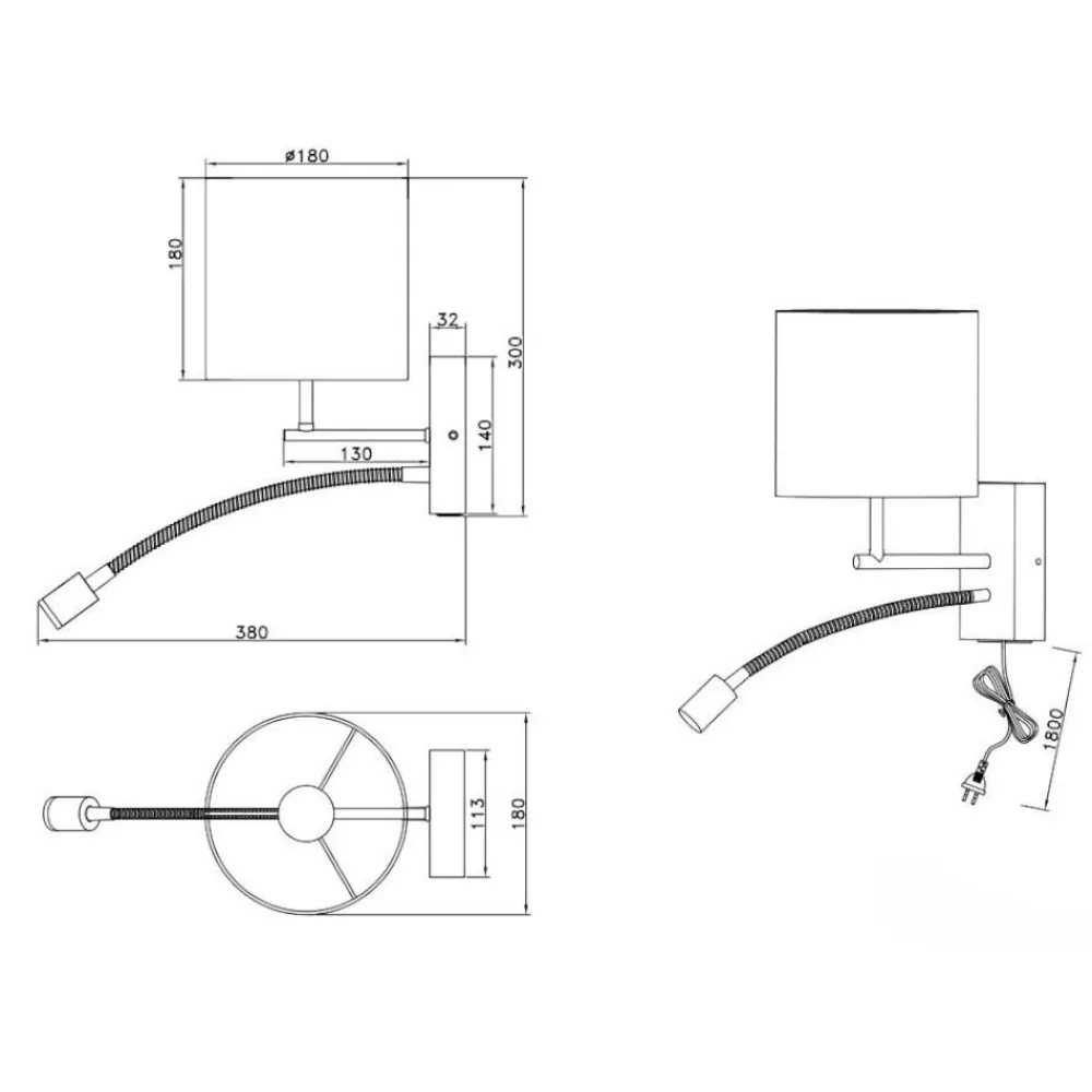 Applique Camera Da Letto-Selezionato da Mazzolaluce Applique per comodino camera da letto doppia luce led orientabile