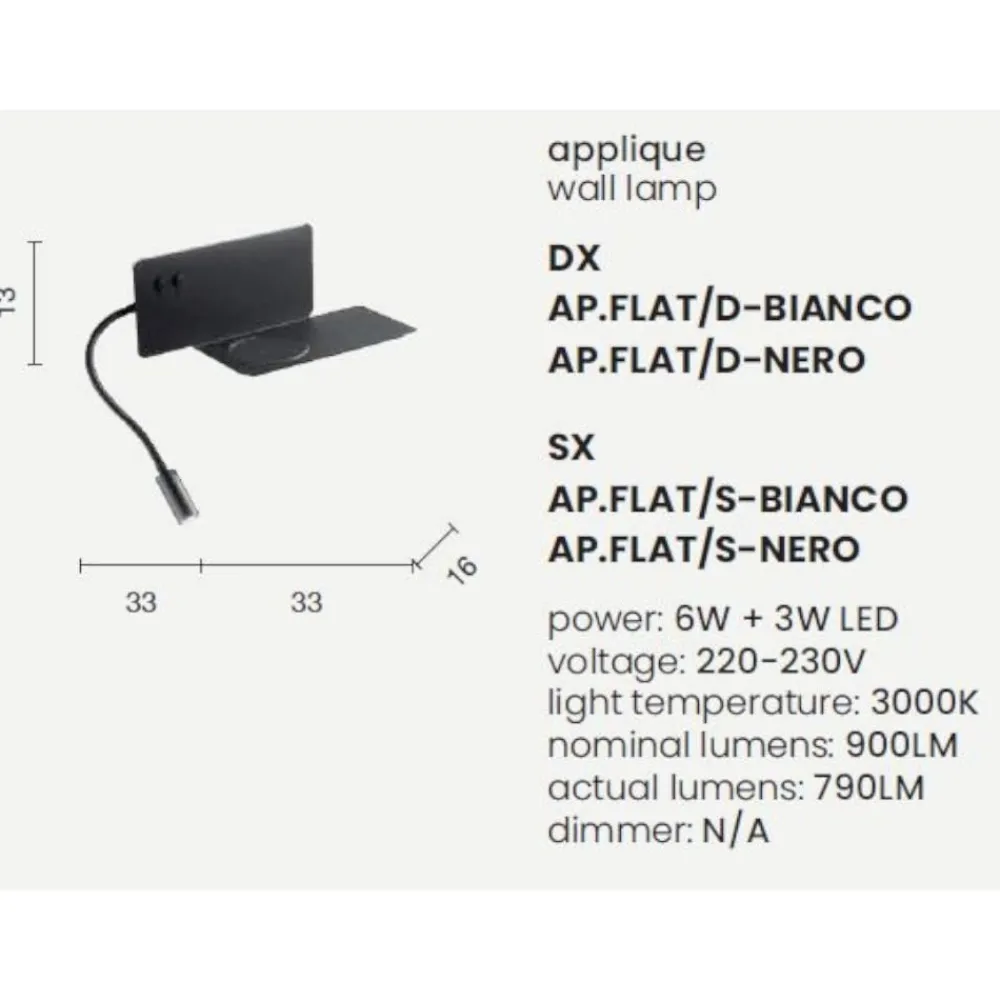 Applique Camera Da Letto-Ondaluce Applique per comodino camera da letto led nera sx ap flat presa usb