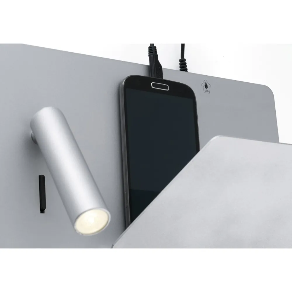 Applique Camera Da Letto-Selezionato da Mazzolaluce Applique per comodino camera da letto moderna grigio presa usb destra