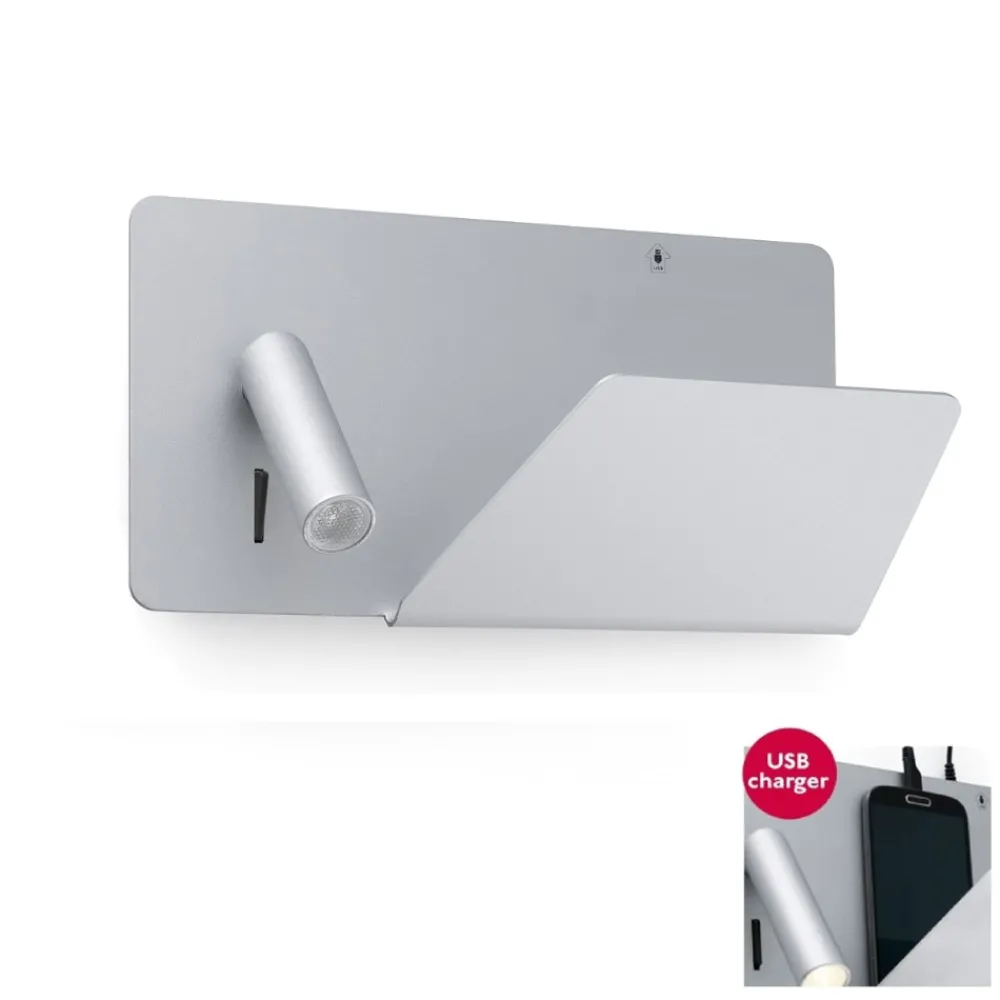 Applique Camera Da Letto-Selezionato da Mazzolaluce Applique per comodino camera da letto moderna grigio presa usb destra