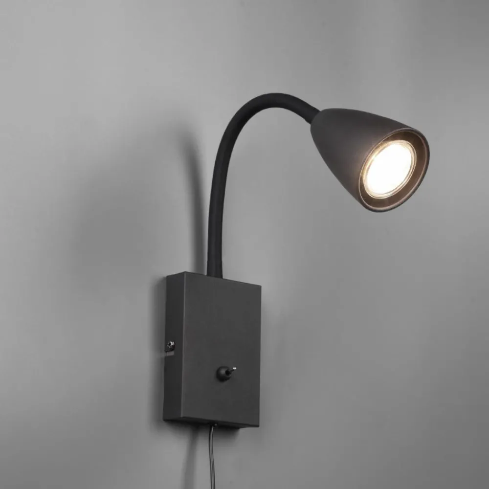 Applique Camera Da Letto-Selezionato da Mazzolaluce Applique per comodino cameretta ragazzo nero opaco luce orientabile