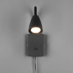 Applique Camera Da Letto-Selezionato da Mazzolaluce Applique per comodino cameretta ragazzo nero opaco luce orientabile