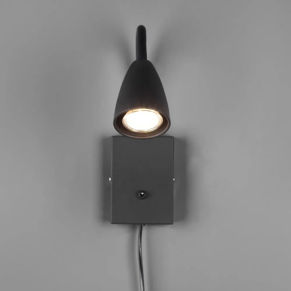Applique Camera Da Letto-Selezionato da Mazzolaluce Applique per comodino cameretta ragazzo nero opaco luce orientabile