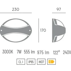 Applique Da Esterno-Selezionato da Mazzolaluce Applique per esterno antracite ovale moderna led 3000k ip65