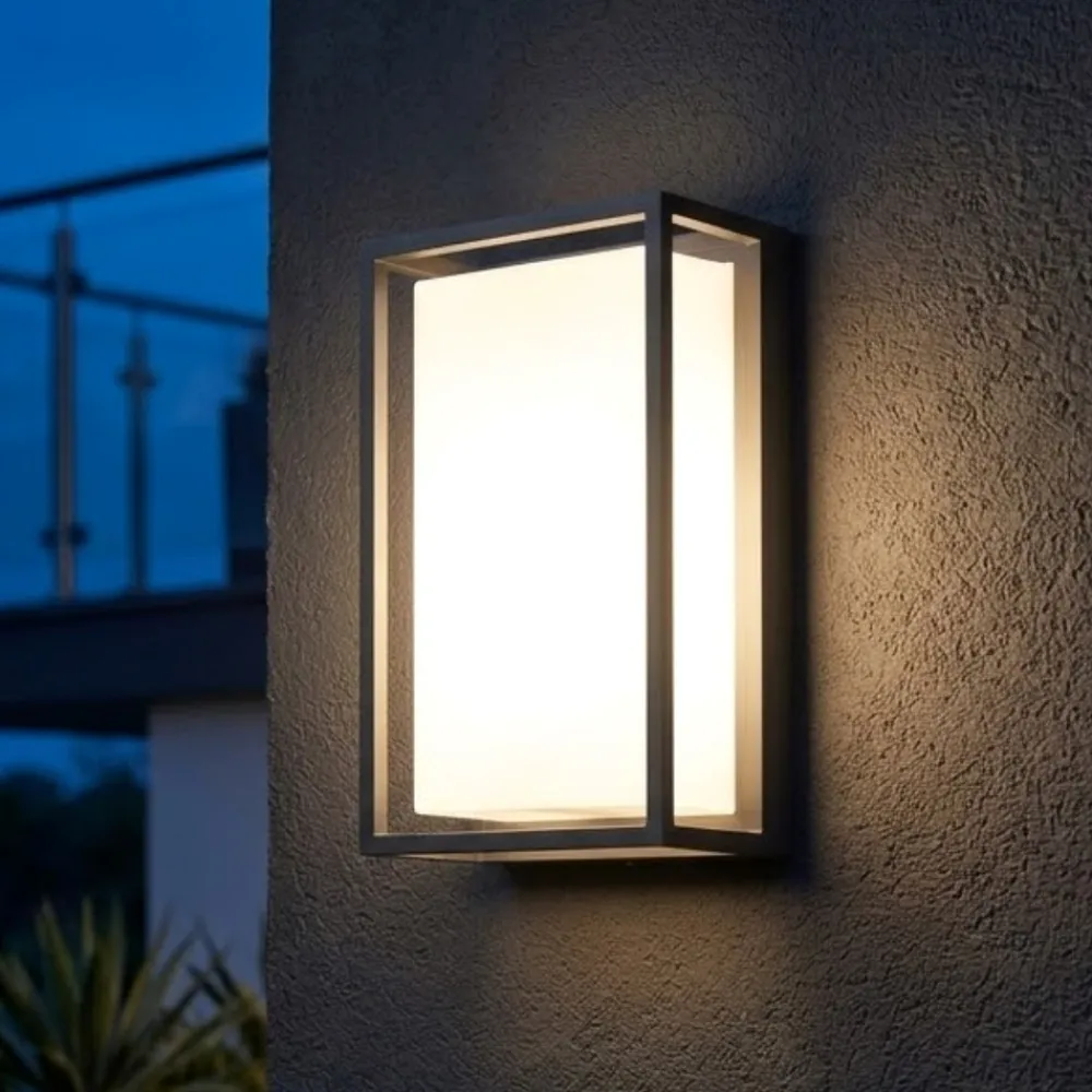 Applique Da Esterno-IsyLuce Applique per esterno balcone rettangolare antracite moderna ip65