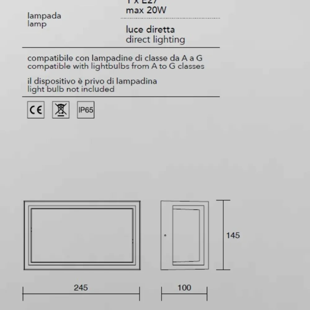 Applique Da Esterno-IsyLuce Applique per esterno balcone rettangolare antracite moderna ip65