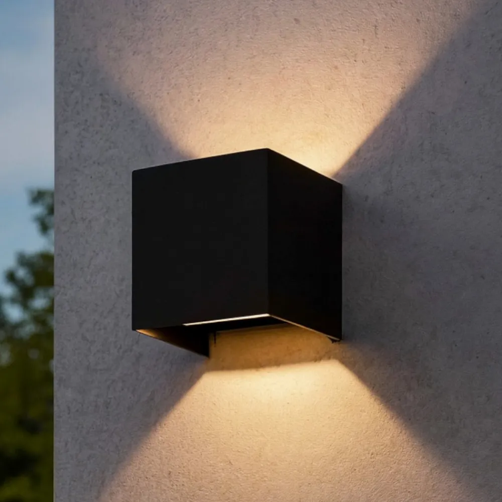Applique Da Esterno-Ideal Lux Applique per esterno cubo nero atom ap d10 led 12w 3000k