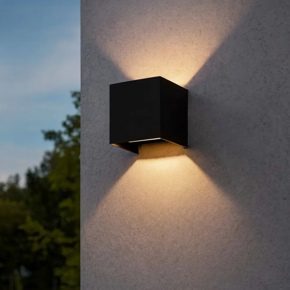 Applique Da Esterno-Ideal Lux Applique per esterno cubo nero atom ap d10 led 12w 3000k