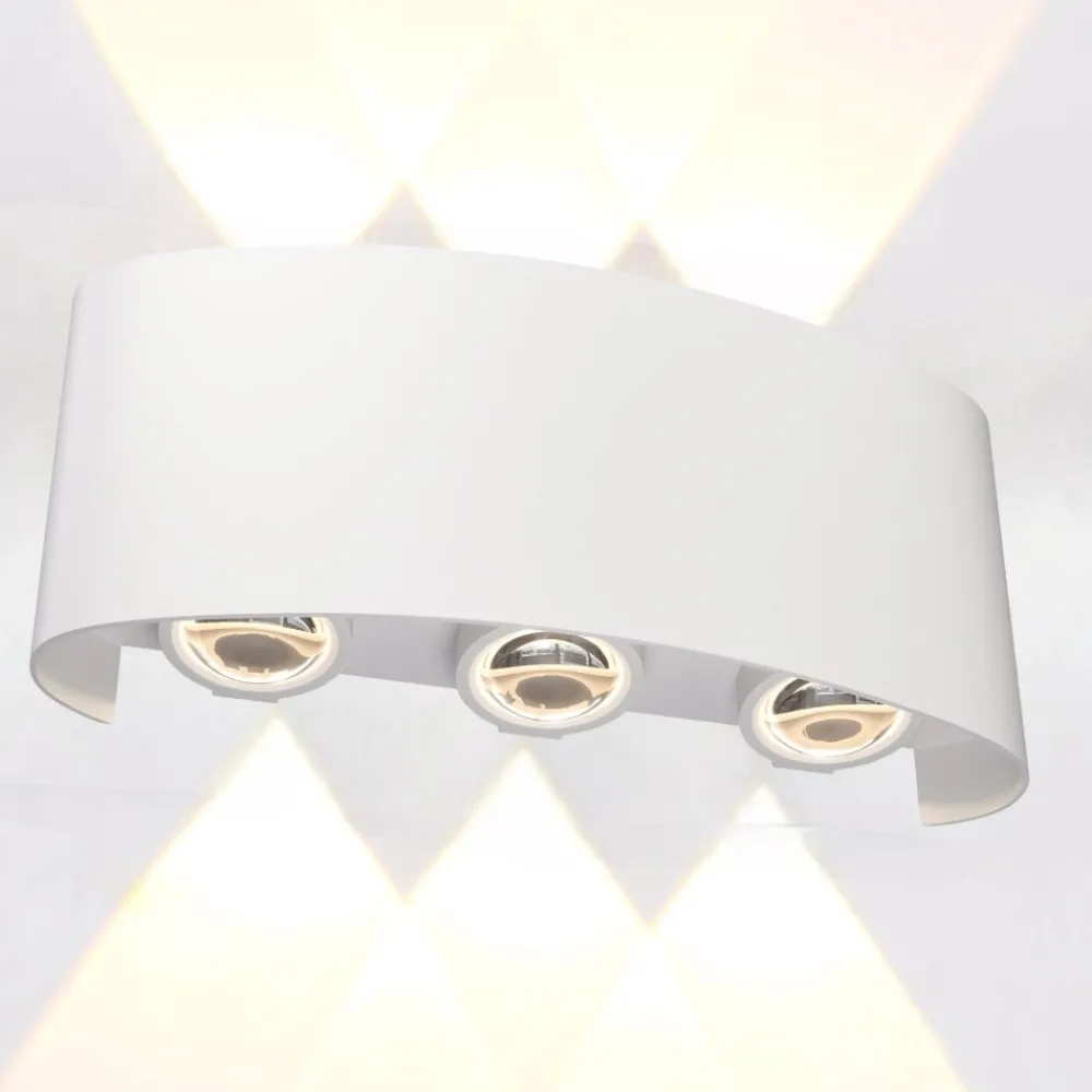 Applique Da Esterno-Maytoni Applique per esterno design moderna bianco ip54 6w 3000k strato