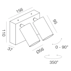Applique Da Esterno-Gea Luce Applique per esterno due luci orientabili ip65 marrone led cct