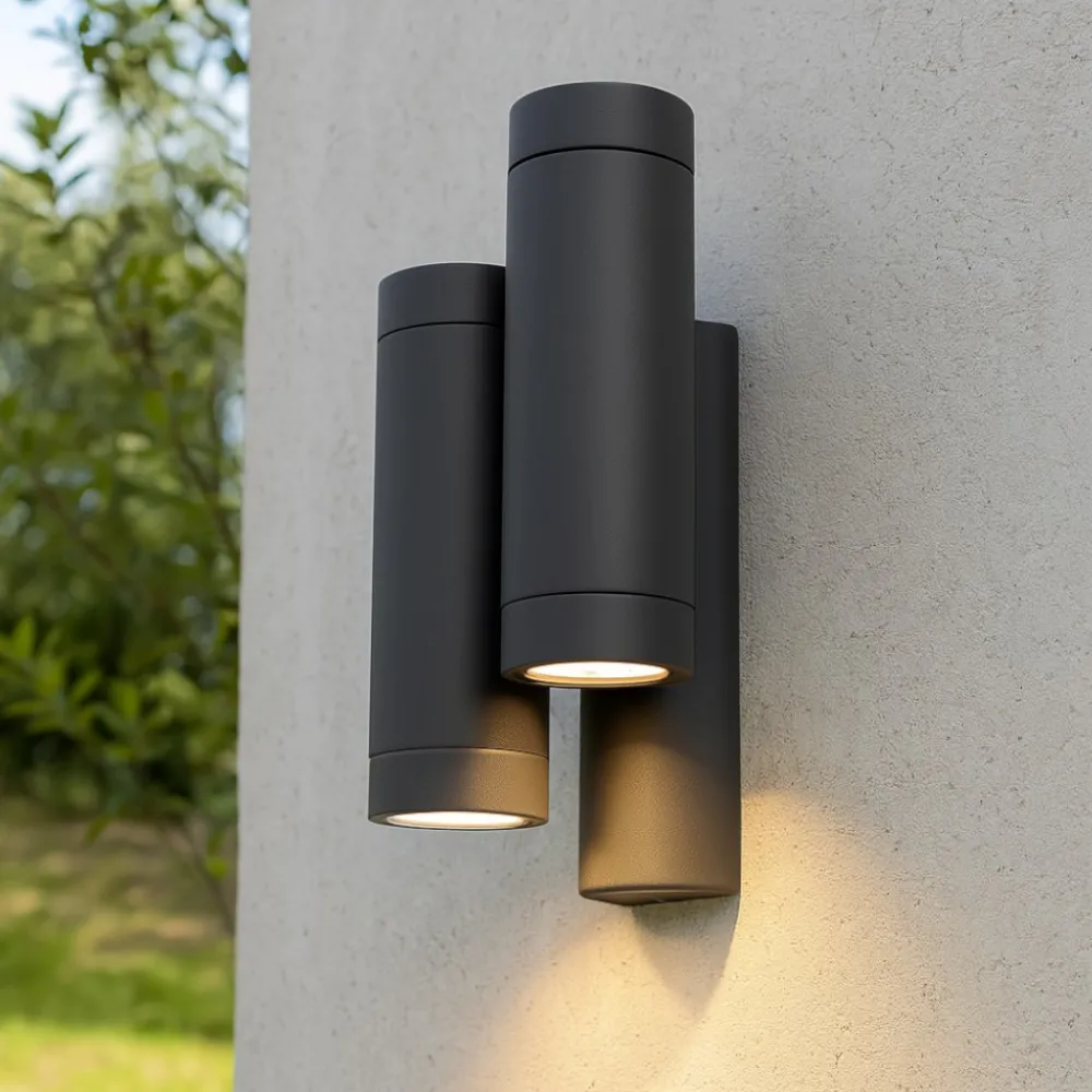 Applique Da Esterno-Selezionato da Mazzolaluce Applique per esterno grigio 2 luci moderna