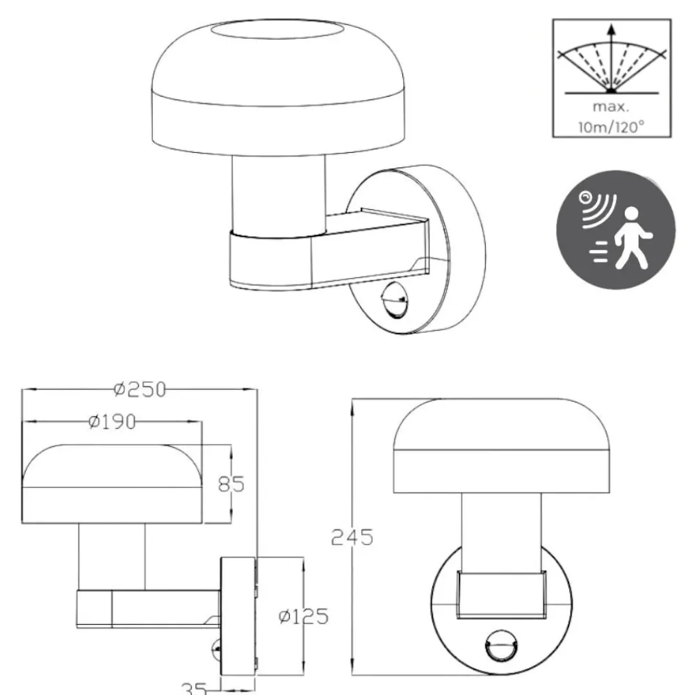 Applique Da Esterno-Selezionato da Mazzolaluce Applique per esterno ip54 con sensore di movimento