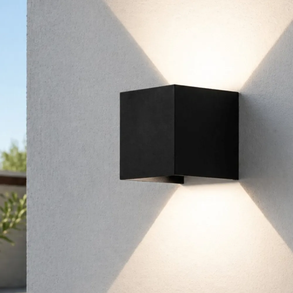 Applique Da Esterno-IsyLuce Applique per esterno nero 6w 3000k cubo fasci luce regolabili