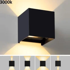 Applique Da Esterno-IsyLuce Applique per esterno nero 6w 3000k cubo fasci luce regolabili