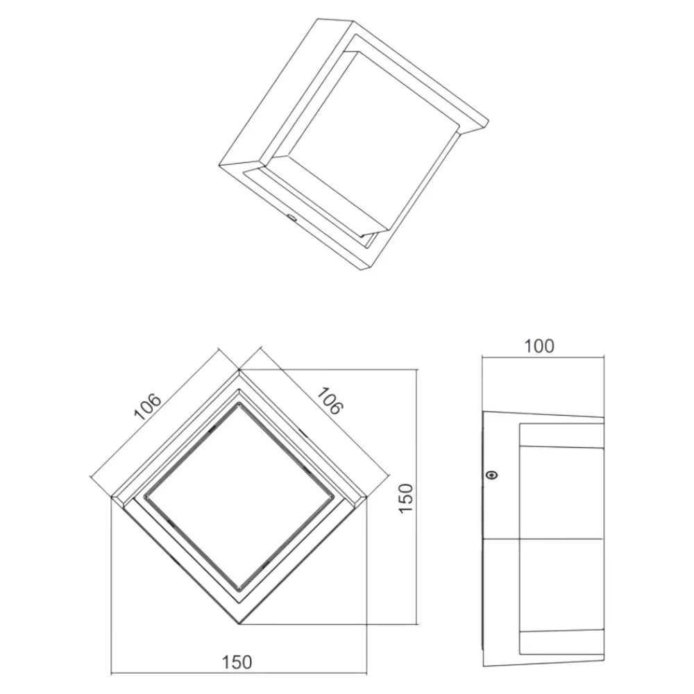 Applique Da Esterno-Selezionato da Mazzolaluce Applique per esterno nero 8w 3000k quadrato anti corrosione