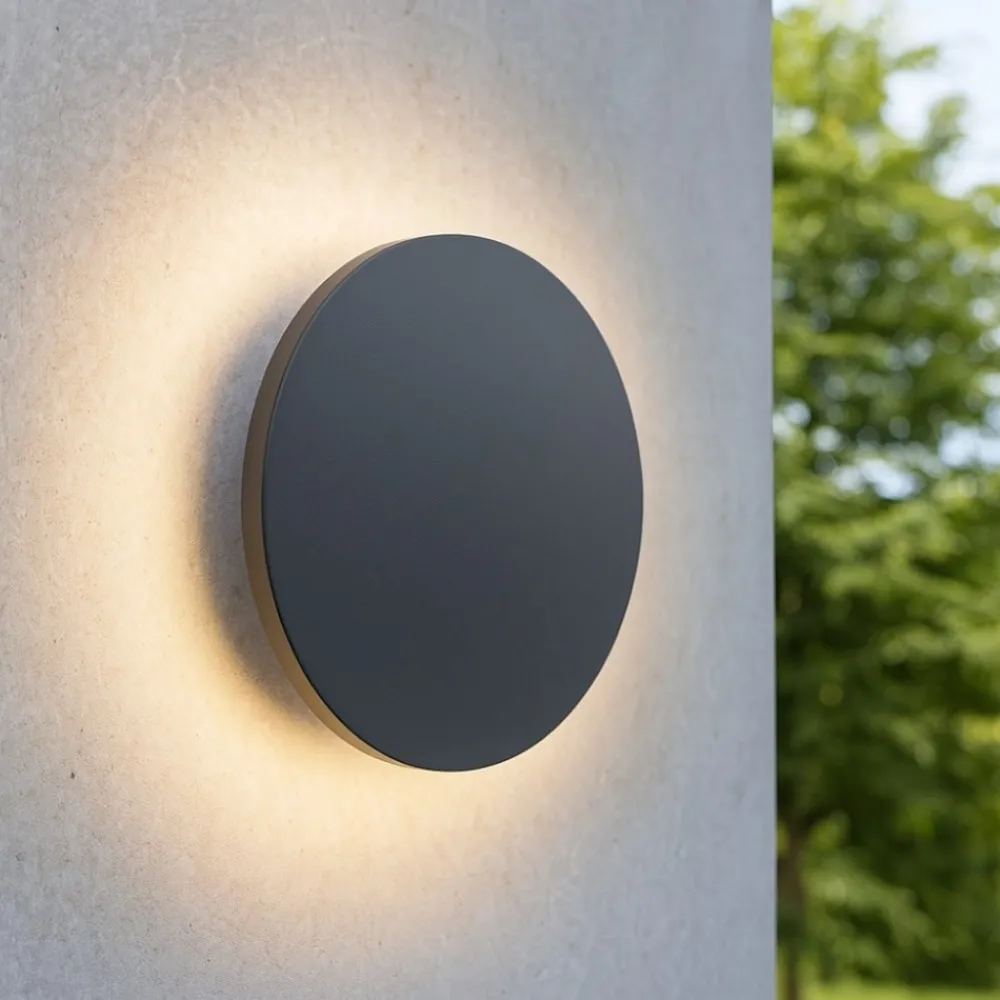 Applique Da Esterno-Ideal Lux Applique per esterno tonda antracite ip54 punto ap d24 led 12w 3000k