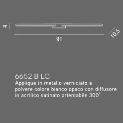 Applique Da Bagno-Perenz Illuminazione Applique per specchio bagno orientabile 91cm bianco 16w 3000k line