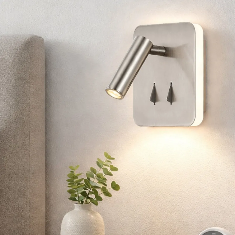 Applique Camera Da Letto-Selezionato da Mazzolaluce Applique quadrato da parete grigio nickel per camera da letto