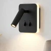Applique Camera Da Letto-Selezionato da Mazzolaluce Applique quadrato nero con interruttori 2 luci per camera da letto
