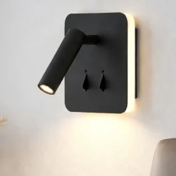 Applique Camera Da Letto-Selezionato da Mazzolaluce Applique quadrato nero con interruttori 2 luci per camera da letto