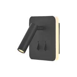 Applique Camera Da Letto-Selezionato da Mazzolaluce Applique quadrato nero con interruttori 2 luci per camera da letto