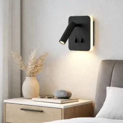 Applique Camera Da Letto-Selezionato da Mazzolaluce Applique quadrato nero con interruttori 2 luci per camera da letto