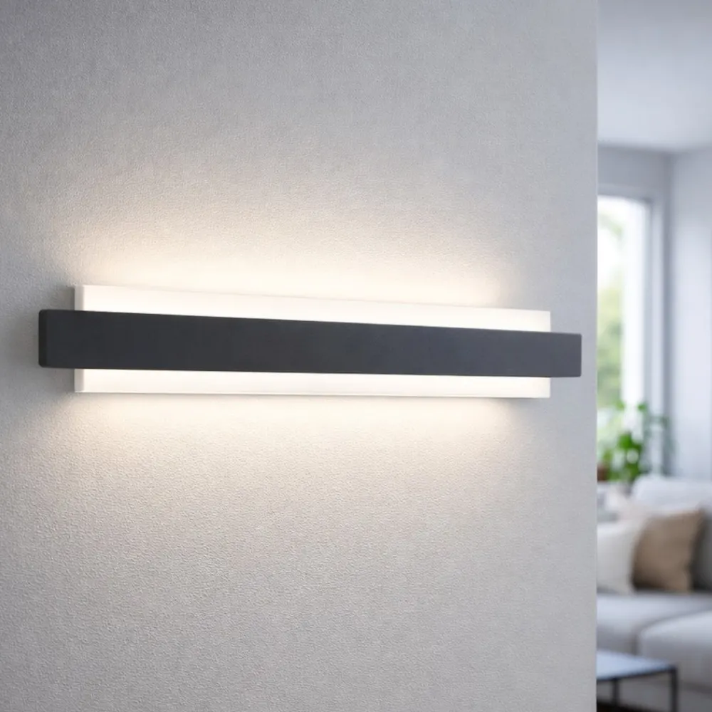 Applique Da Parete-Fabas Luce Applique regolo nero moderno led 21w 3000k dimmerabile
