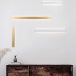Applique Da Parete-Selezionato da Mazzolaluce Applique rettangolare 90cm oro led 36w 3000k moderna