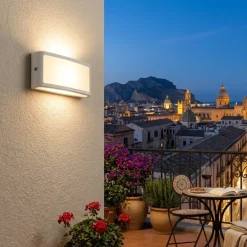 Applique Da Esterno-Selezionato da Mazzolaluce Applique rettangolare da esterno bianca moderna led 10w 4000k ip65