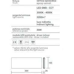 Applique Da Esterno-Affralux Applique rettangolare per esterni corten 30w 3000k 4000k