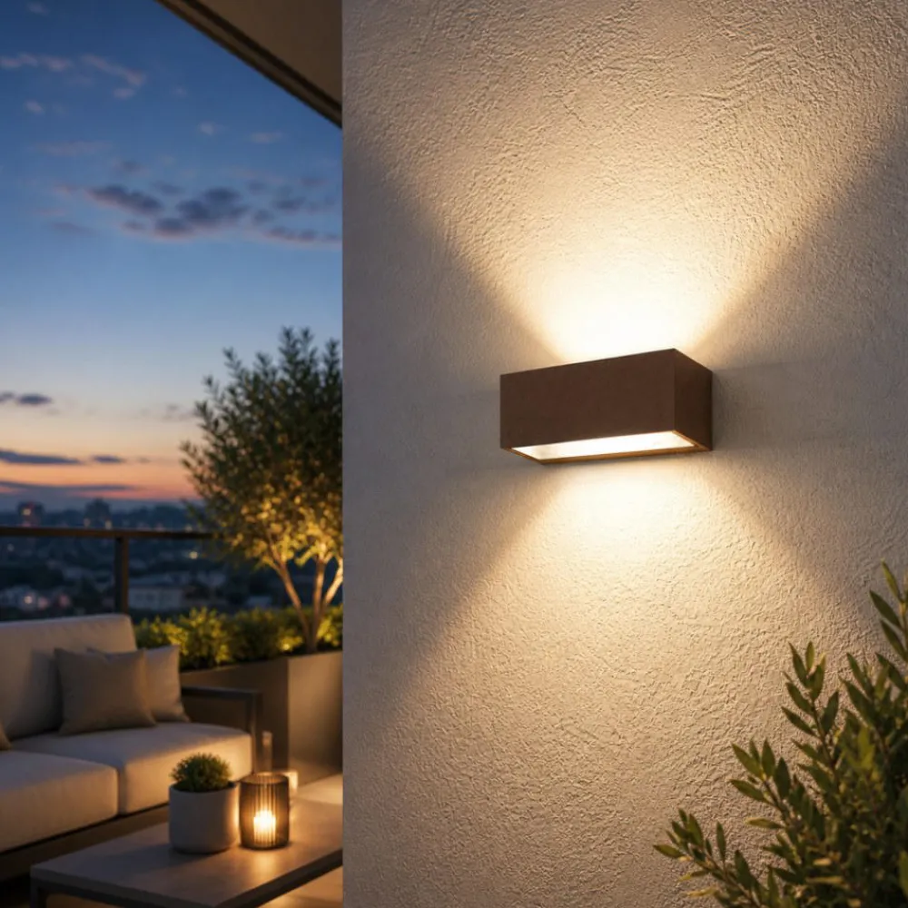 Applique Da Esterno-Top Light Applique rettangolare per esterno balcone moderna corten spa