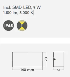 Applique Da Esterno-Selezionato da Mazzolaluce Applique rettangolare per esterno bianco led 9w 3000k ip65 anti corrosione