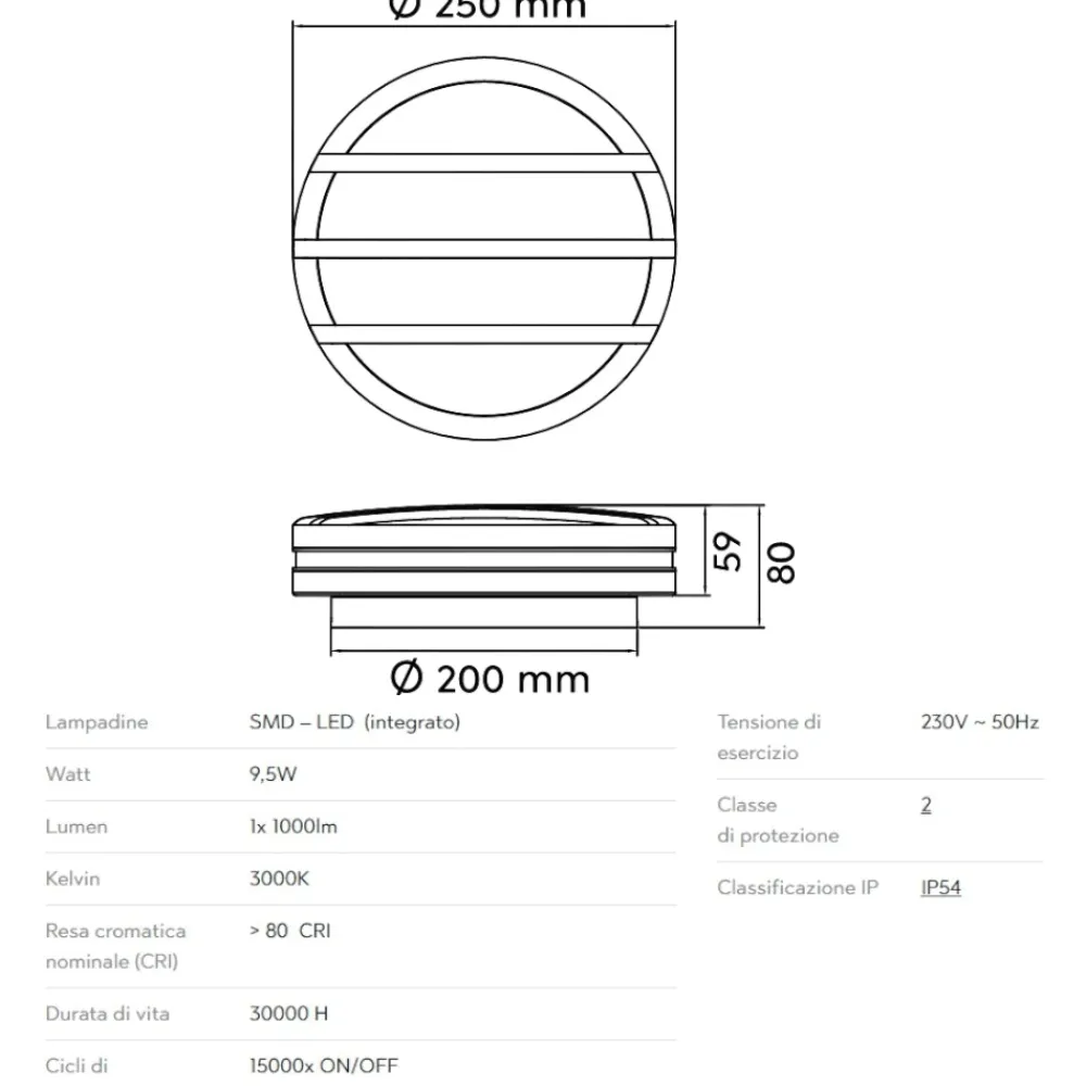 Applique Da Esterno-Selezionato da Mazzolaluce Applique rotonda da esterno antracite 9w 3000k