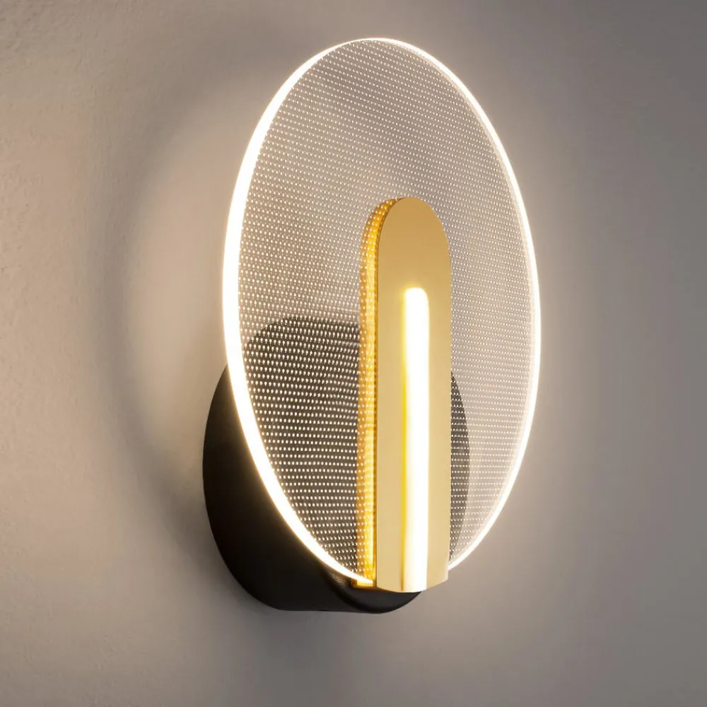 Applique Da Parete-Selezionato da Mazzolaluce Applique rotonda da parete design moderno nera e oro
