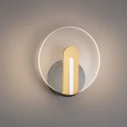 Applique Da Parete-Selezionato da Mazzolaluce Applique rotonda da parete design moderno nera e oro
