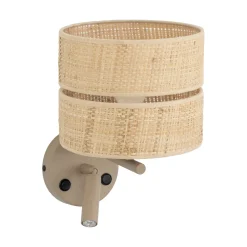 Applique Camera Da Letto-Selezionato da Mazzolaluce Applique sabbia da comodino con doppia luce paralume di paglia per camera da letto