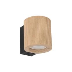 Applique Da Parete-Selezionato da Mazzolaluce Applique scandinavo da parete in legno con interruttore luce verso il basso