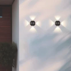 Applique Da Esterno-Selezionato da Mazzolaluce Applique sfera nera per esterno moderna 4 luci led 8w 3000k