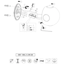 Applique Da Esterno-Selezionato da Mazzolaluce Applique sfera nera per esterno moderna 4 luci led 8w 3000k