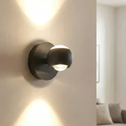 Applique Da Parete-Selezionato da Mazzolaluce Applique sfera nero led 5w biemissione da 2700k a 65000k con telecomando